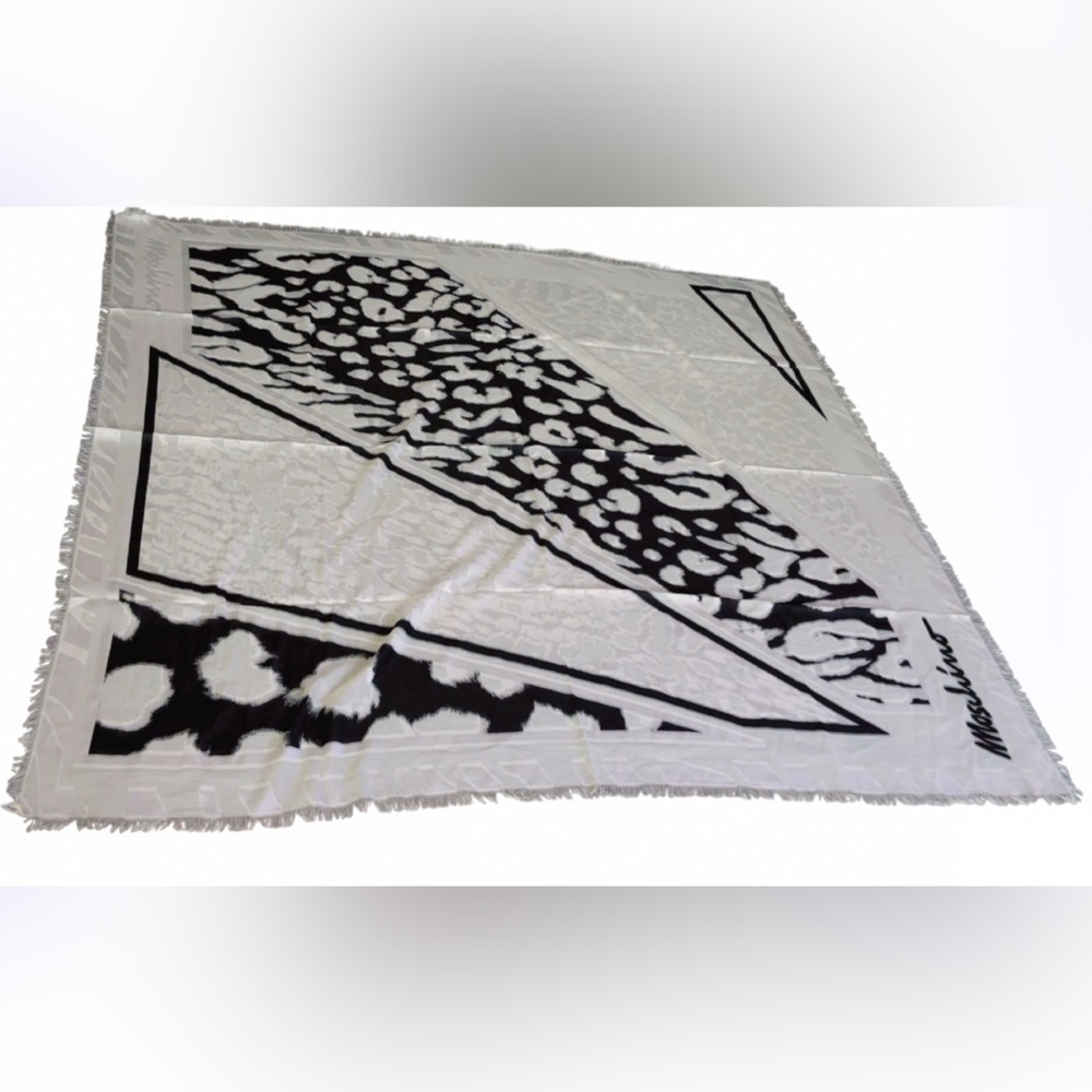 Moschino Black and White Animal Print oversized Scarf